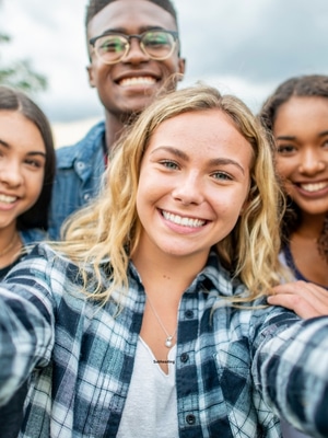 Cheerful teenage friends